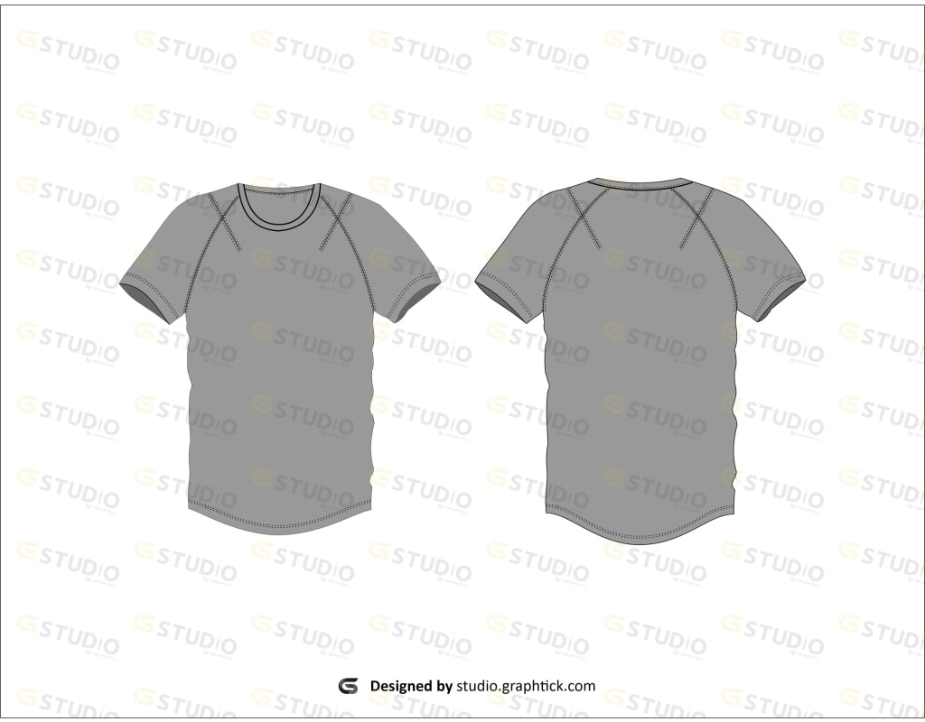 Mens Fitness Tee Shirt Flat Sketch