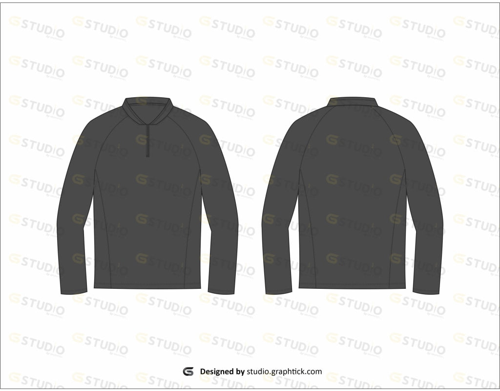 Mens Half Way Zipper Shirt Flat Sketch Shirts & Tops