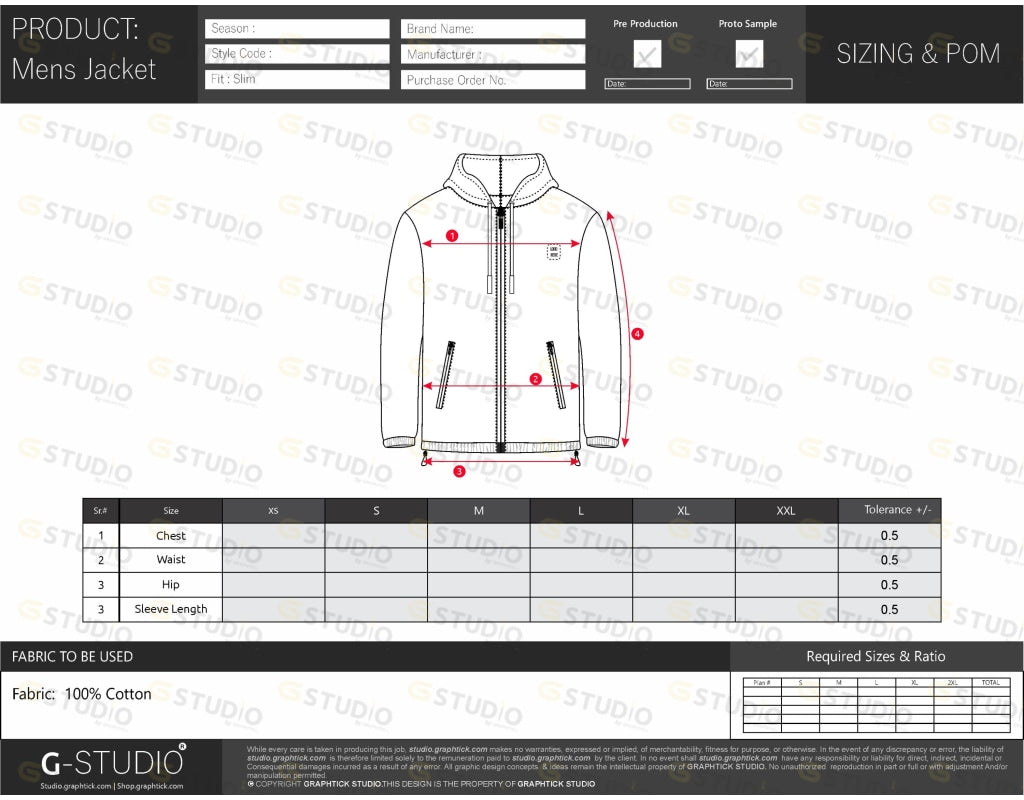 Mens Hooded Jacket Tech Pack Template