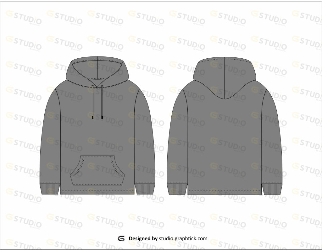 Mens Hoodie Flat Sketch