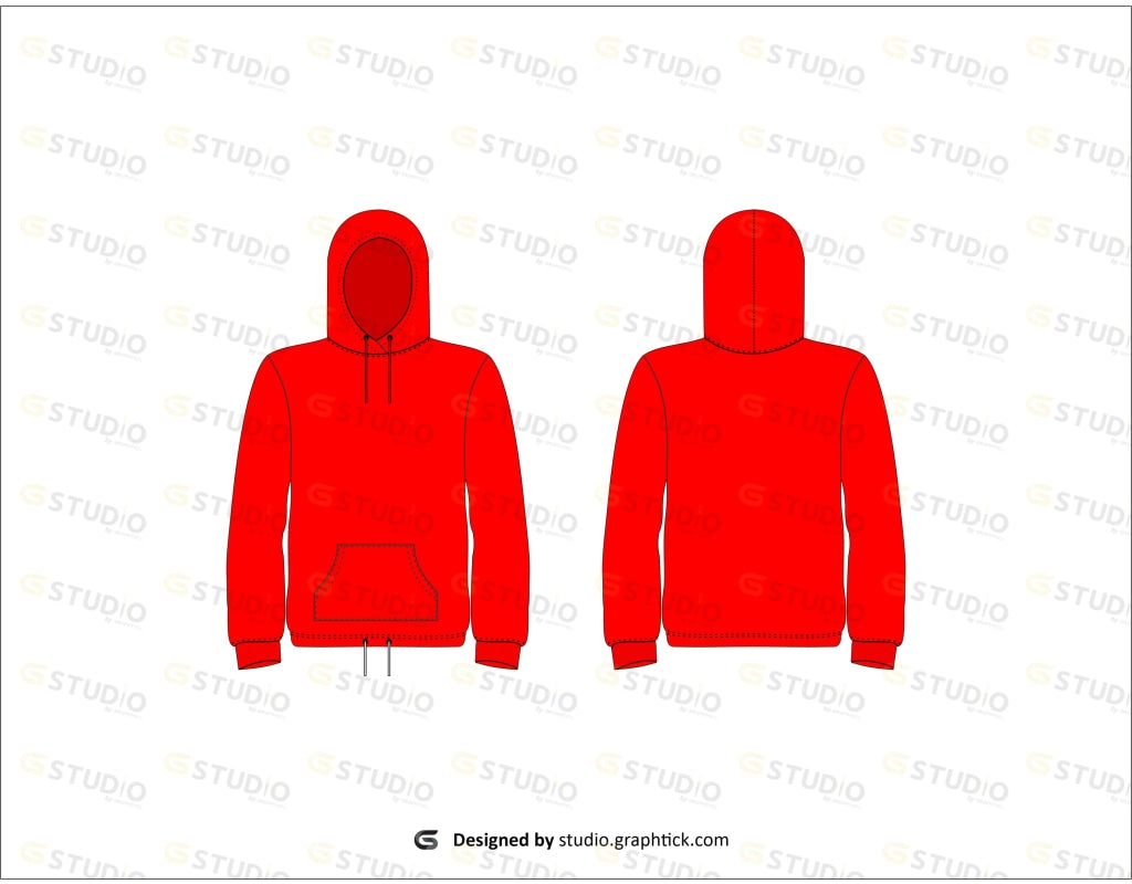 Mens Hoodie Flat Sketch