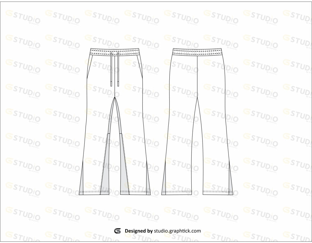 Mens Jogger Open Bottom Pant Flat Sketch Pants