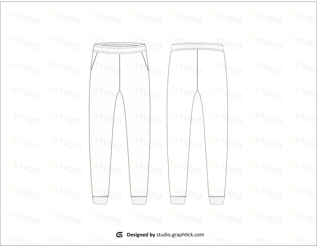 Mens Jogger Pants Flat Sketch