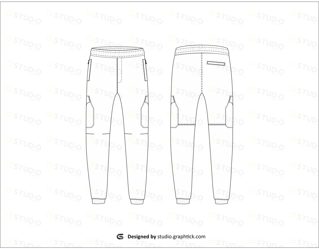 Mens Jogger Pants Flat Sketch