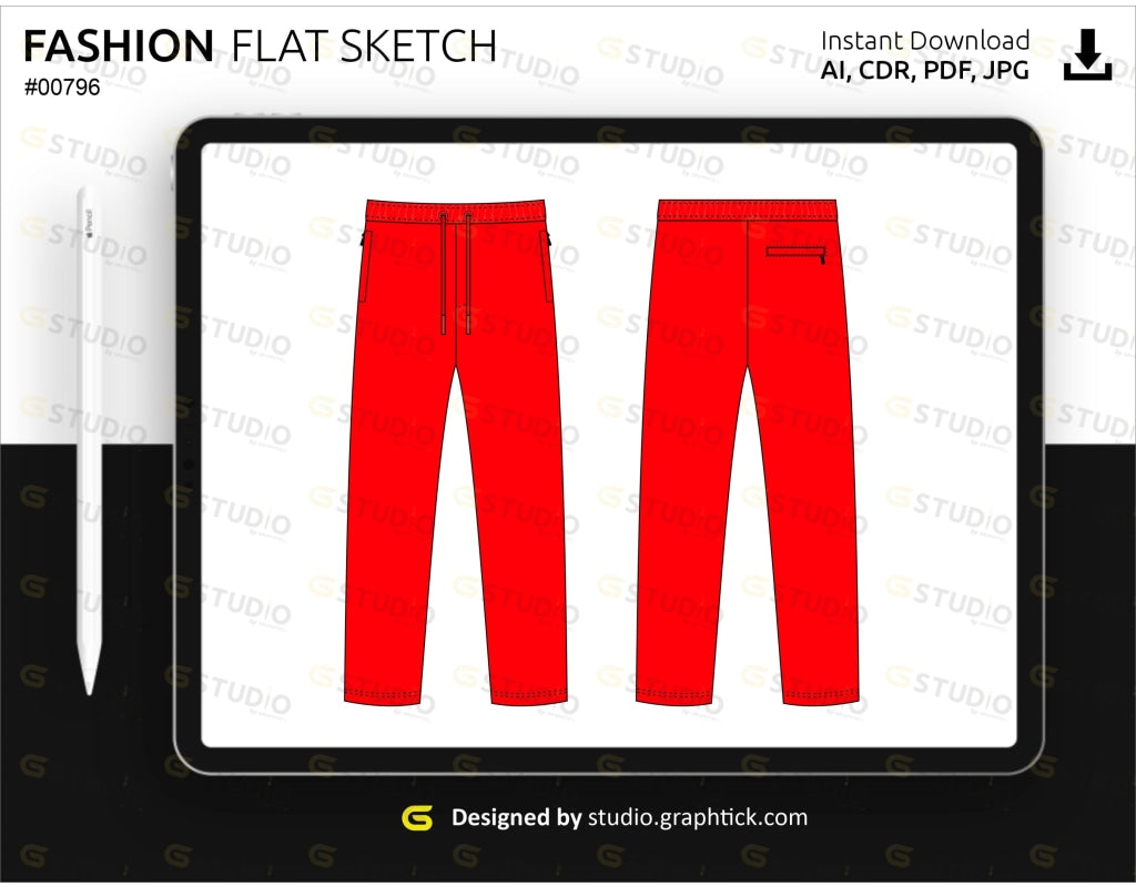 Mens Jogger Pants Flat Sketch