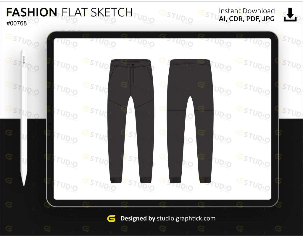 Mens Jogger Pants Flat Sketch
