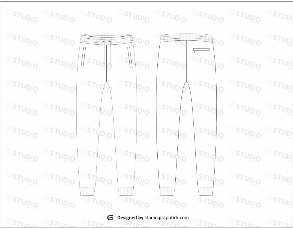 Mens Jogger Pants Flat Sketch