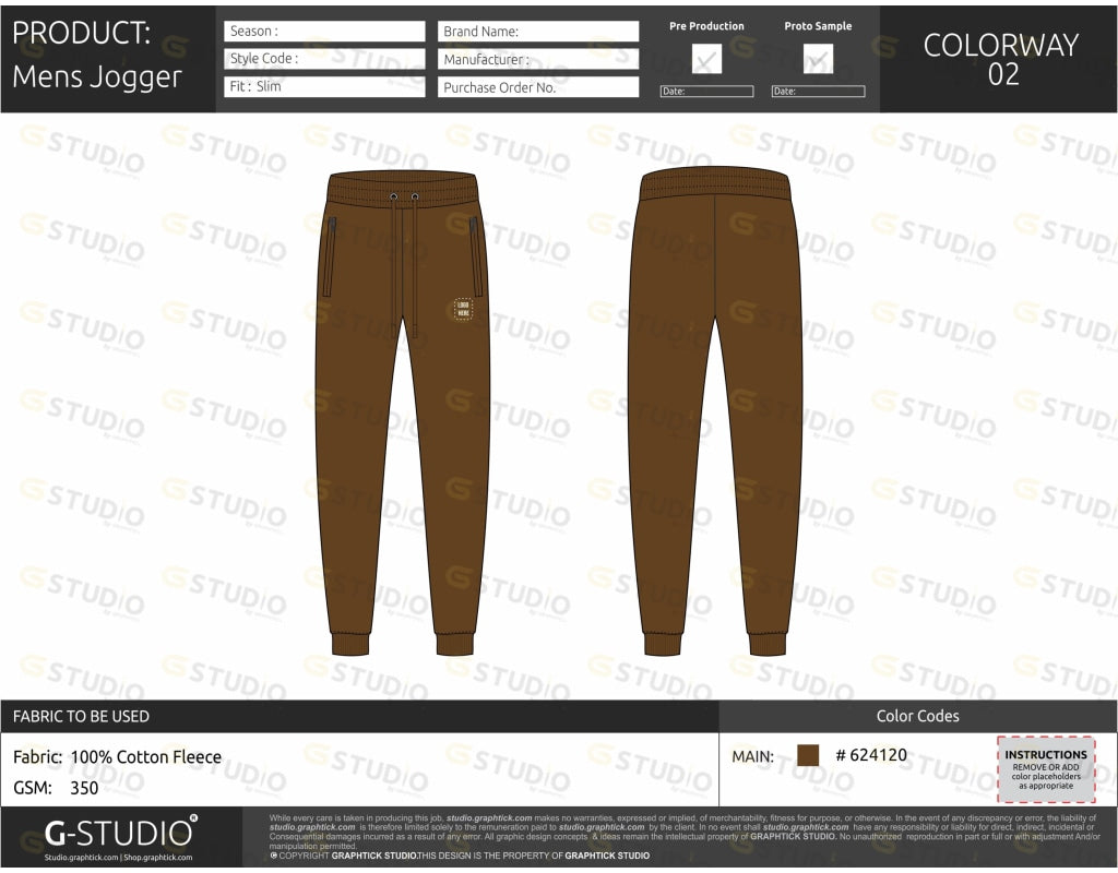 Mens Jogger Pants Tech Pack Template