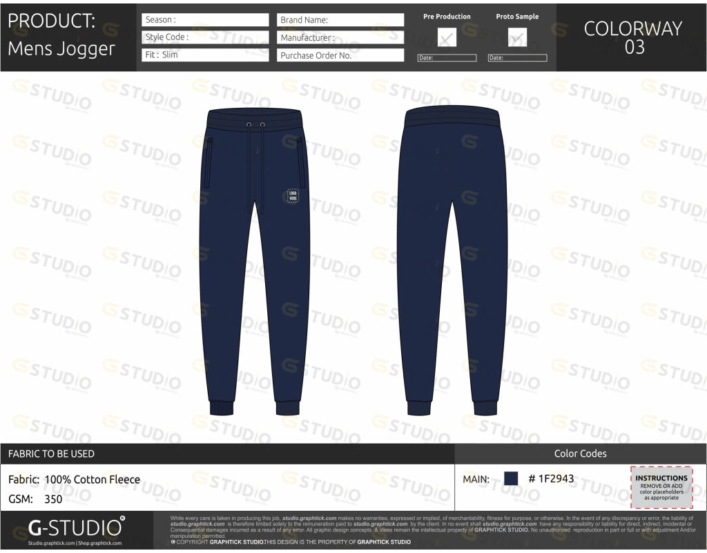 Mens Jogger Pants Tech Pack Template