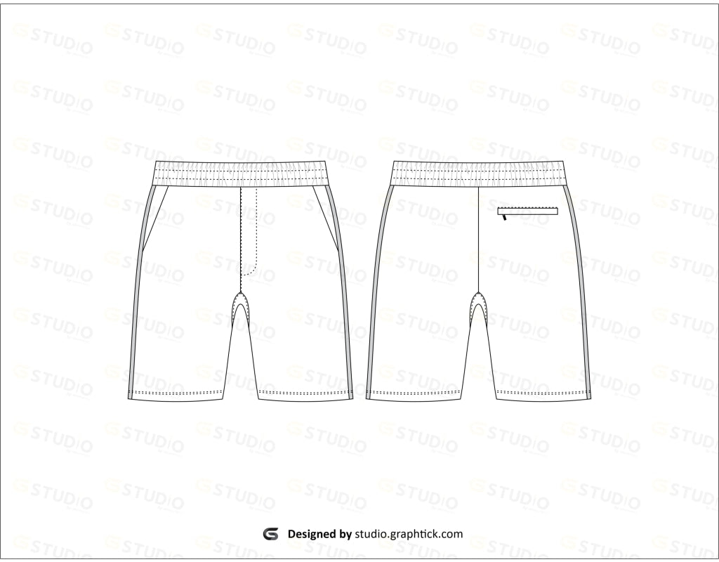 Mens Knee Length Short Flat Sketch Shorts