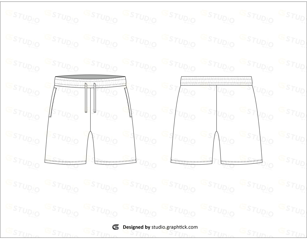 Mens Knee Length Shorts Flat Sketch
