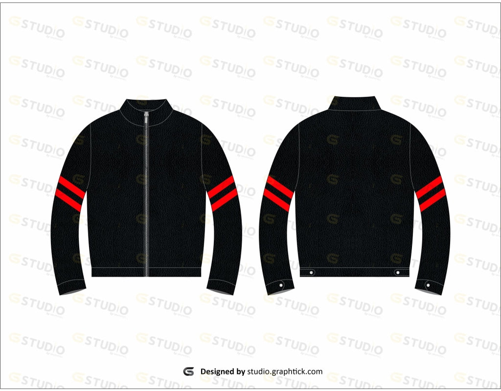 Mens Leather Jacket Flat Sketch