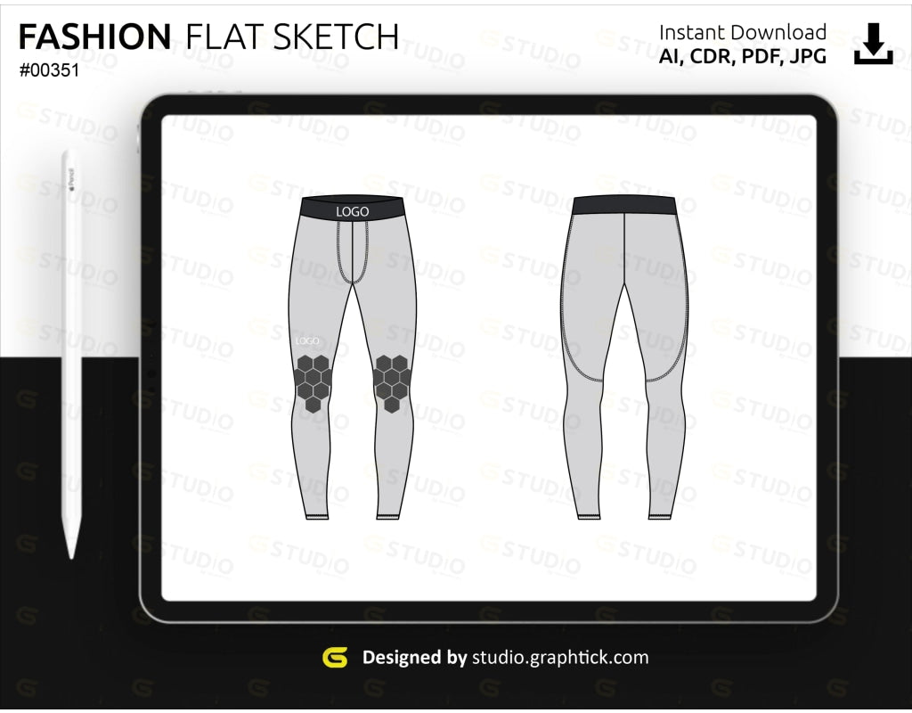 Mens Leggings Flat Sketch