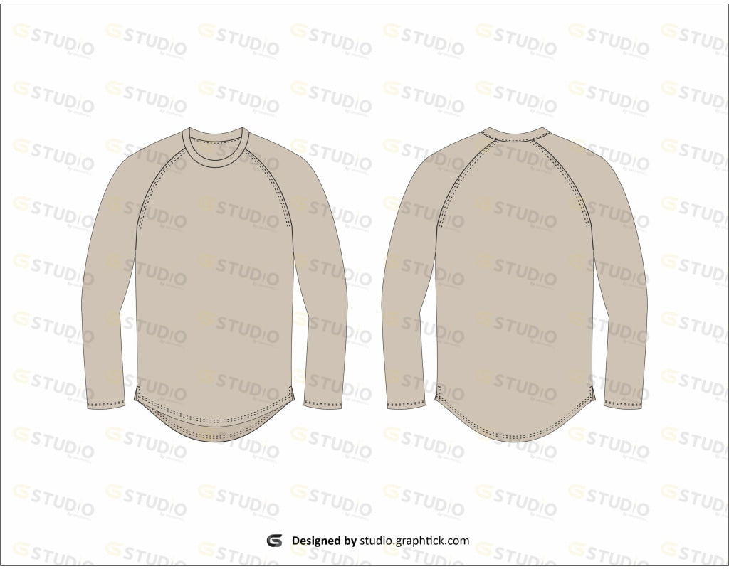 Mens Long Sleeve Fitness Shirt Flat Sketch Full