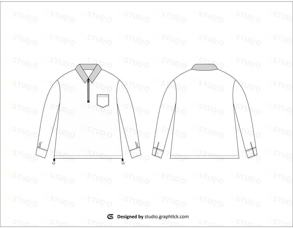 Mens Long Sleeves Rugby Shirt Flat Sketch Rugby