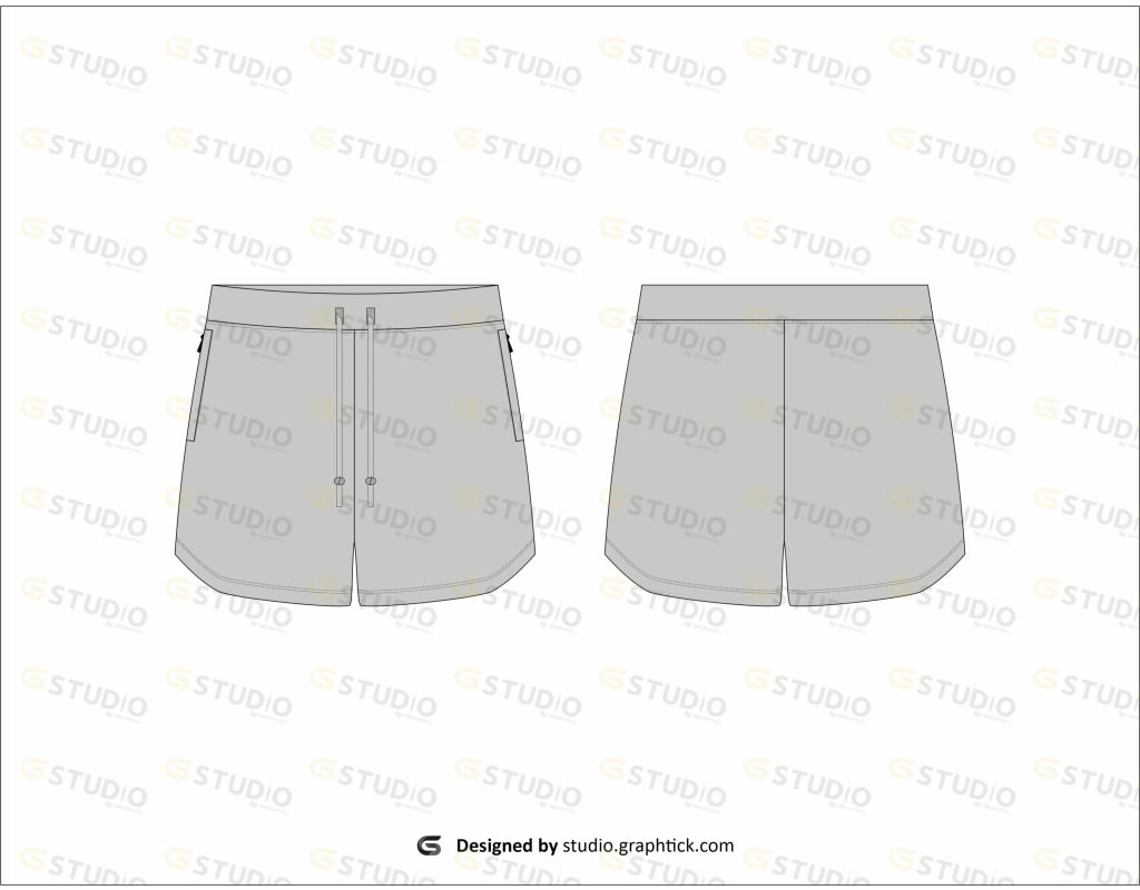Mens Loose Shorts Flat Sketch