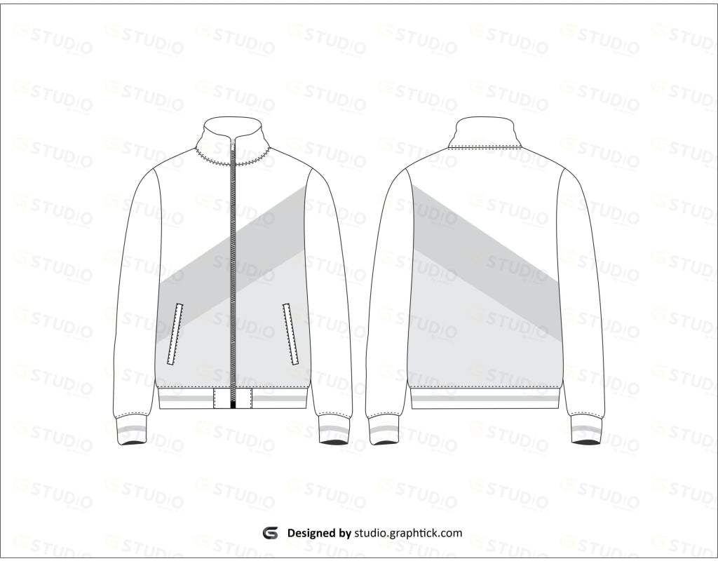 Mens Mock Neck Zipper Jacket Flat Sketch