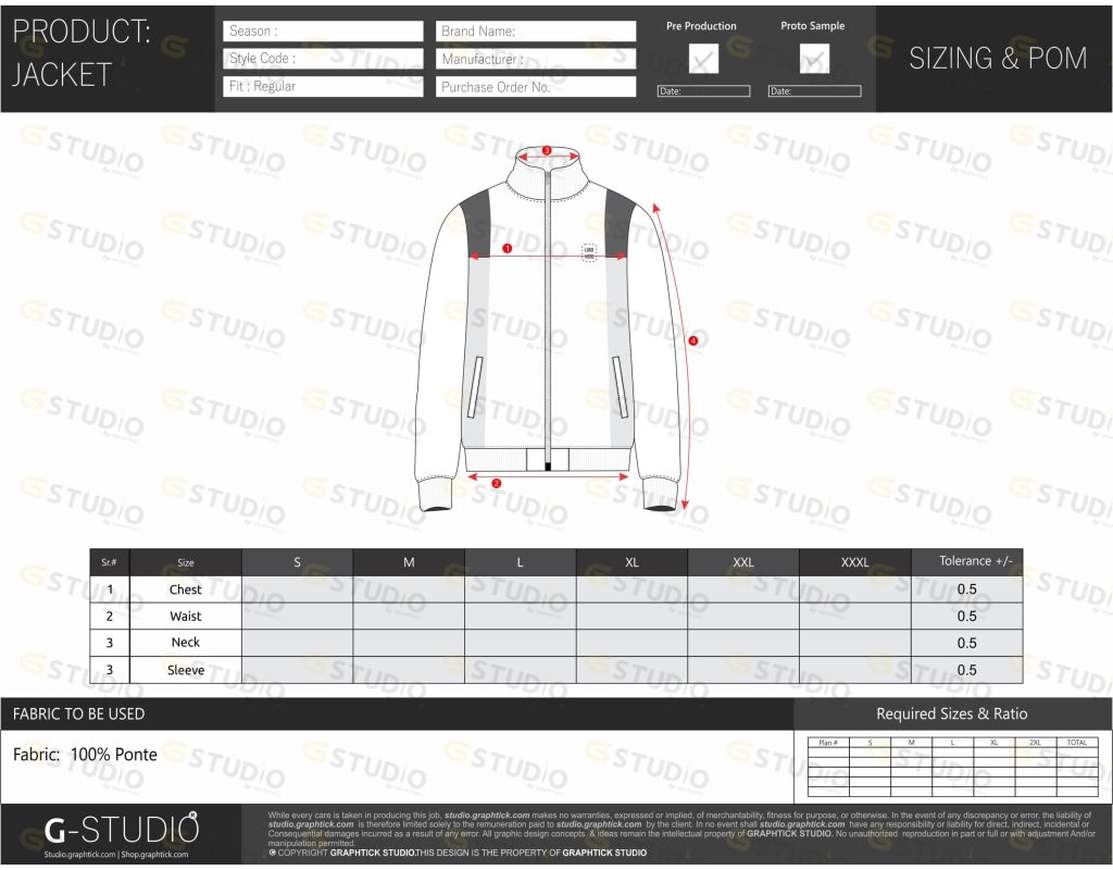Mens Mock Neck Zipper Jacket Tech Pack Template
