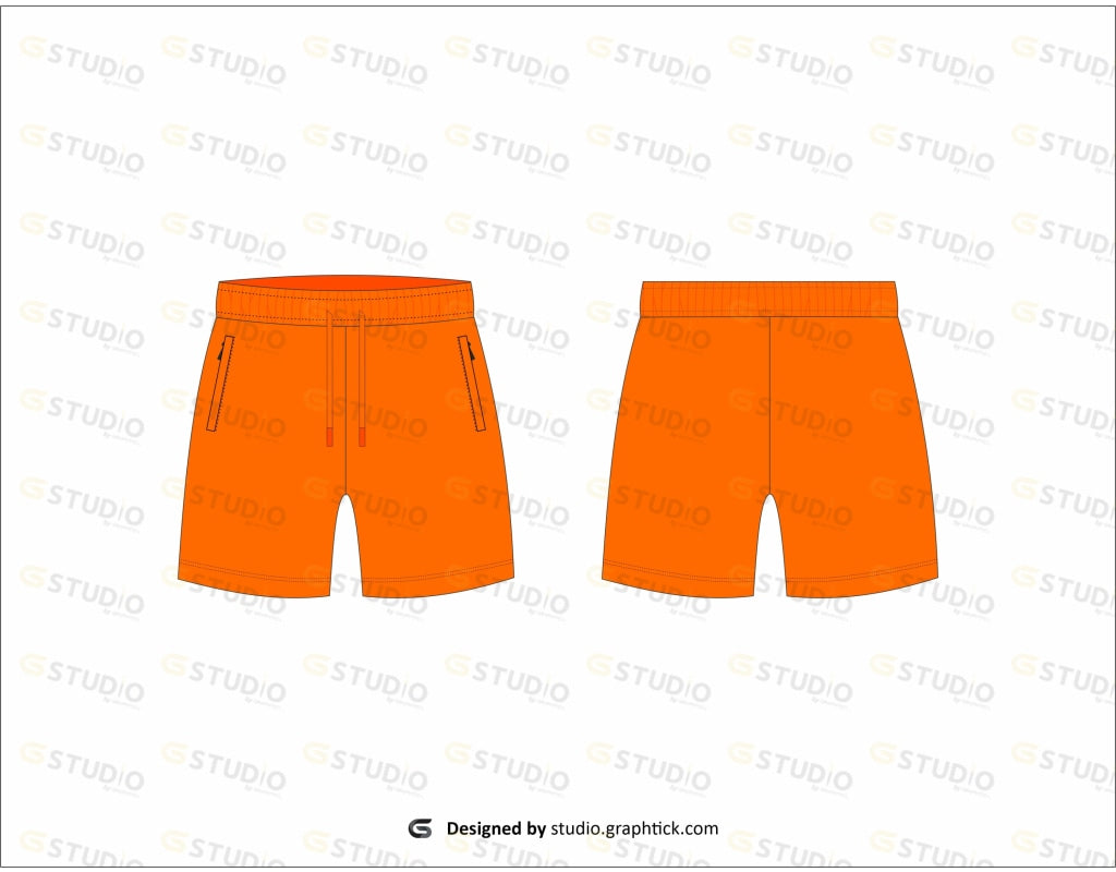 Mens Nylon Shorts Flat Sketch