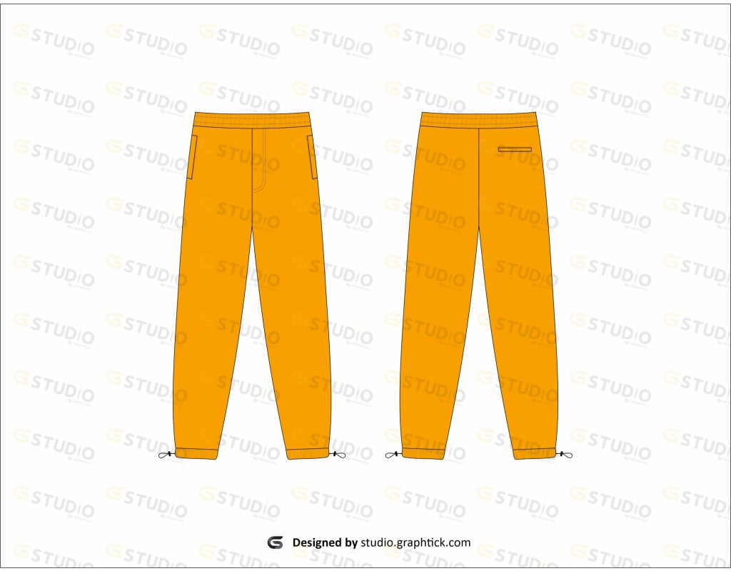Mens Nylon Sweatpants Flat Sketch