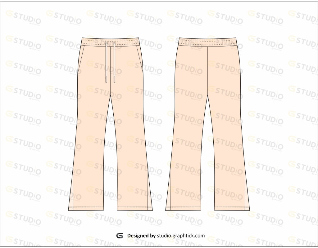 Mens Open Bottom Panel Trouser Flat Sketch