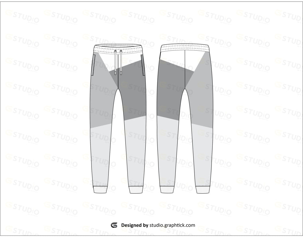 Mens Panel Jogger Pants Flat Sketch Sweatpants