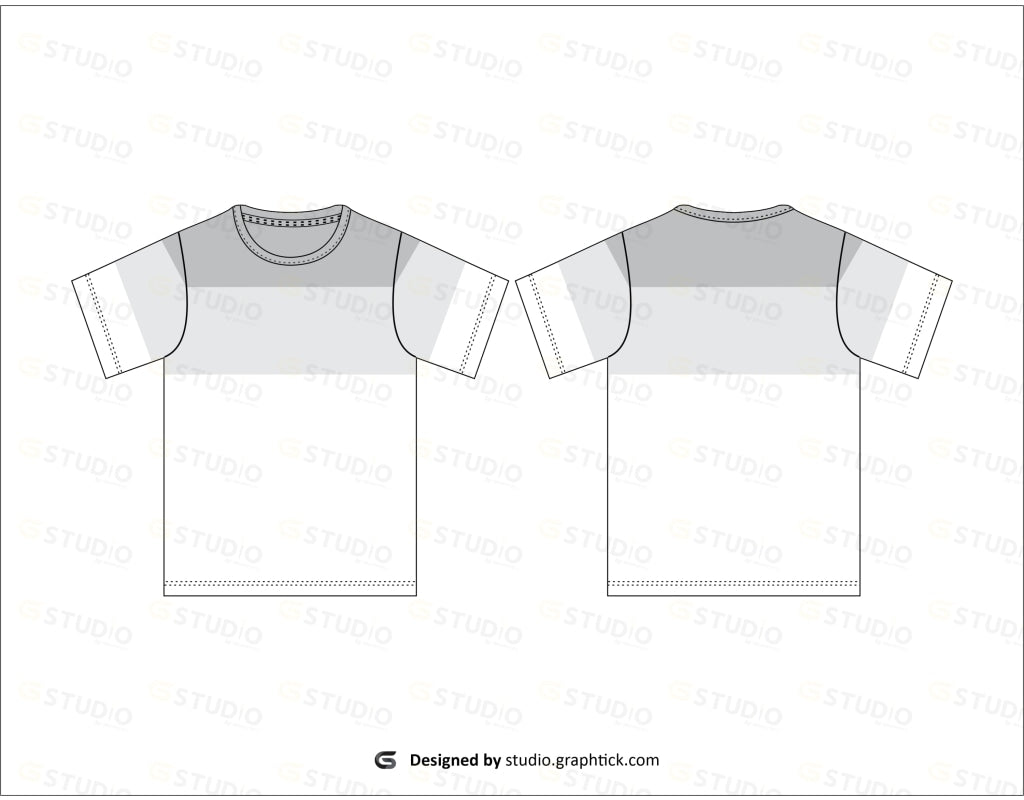 Mens Panel Tee Shirt Flat Sketch