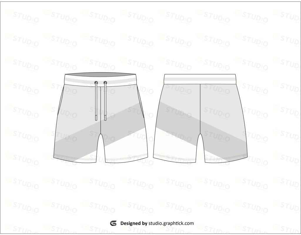 Mens Paneled Shorts Flat Sketch