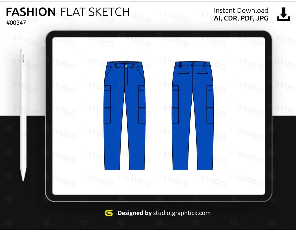 Mens Pants Flat Sketch Casual