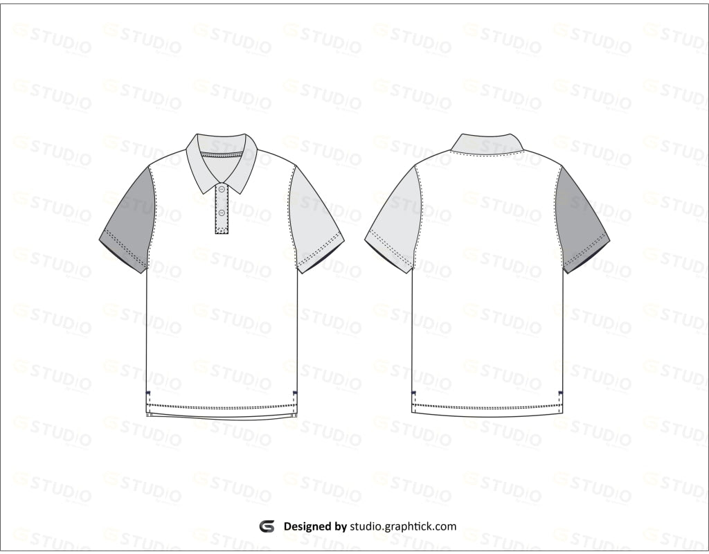 Mens Polo Shirt Flat Sketch