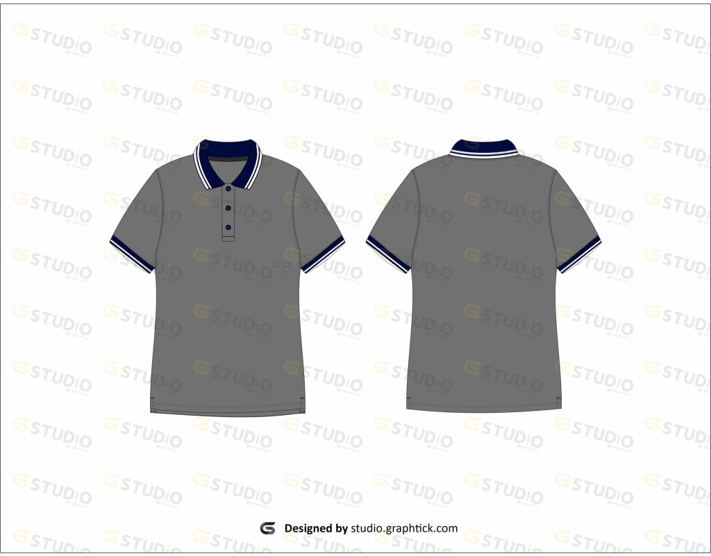 Mens Polo Shirt Flat Sketch
