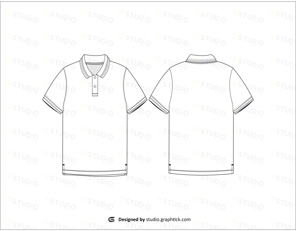 Mens Polo Shirt Flat Sketch