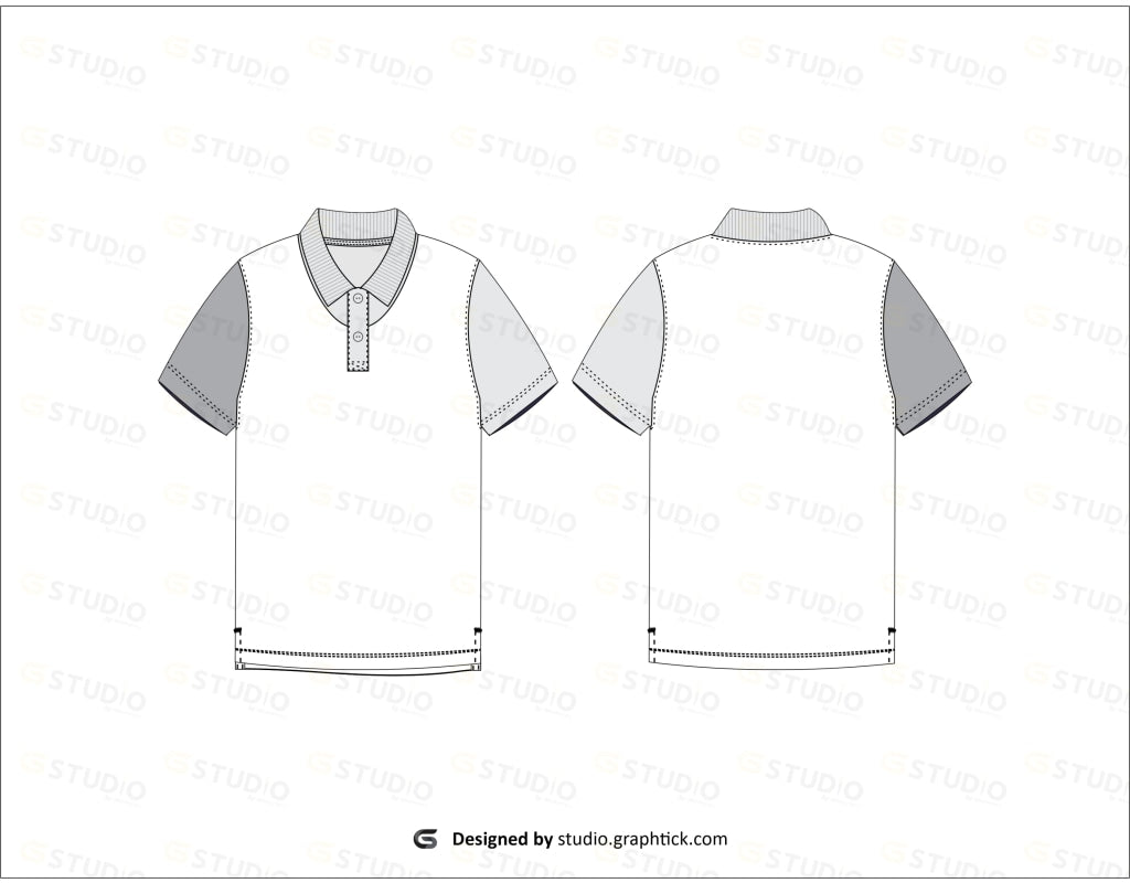 Mens Polo Shirt Flat Sketch