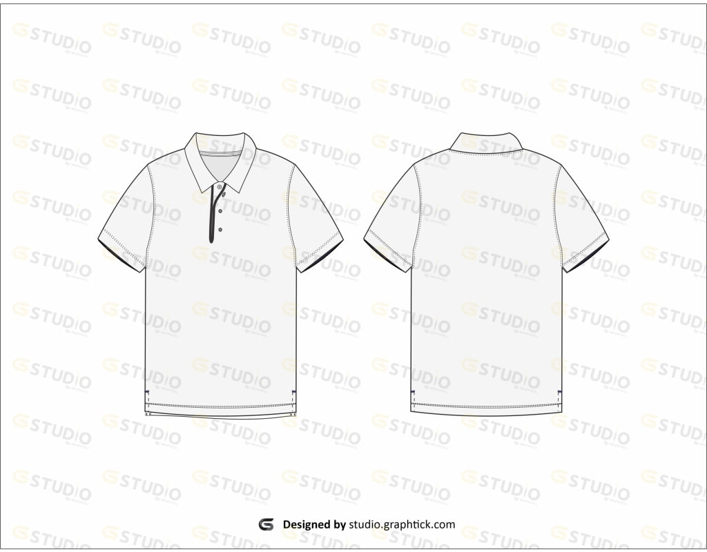 Mens Polo Shirt Flat Sketch