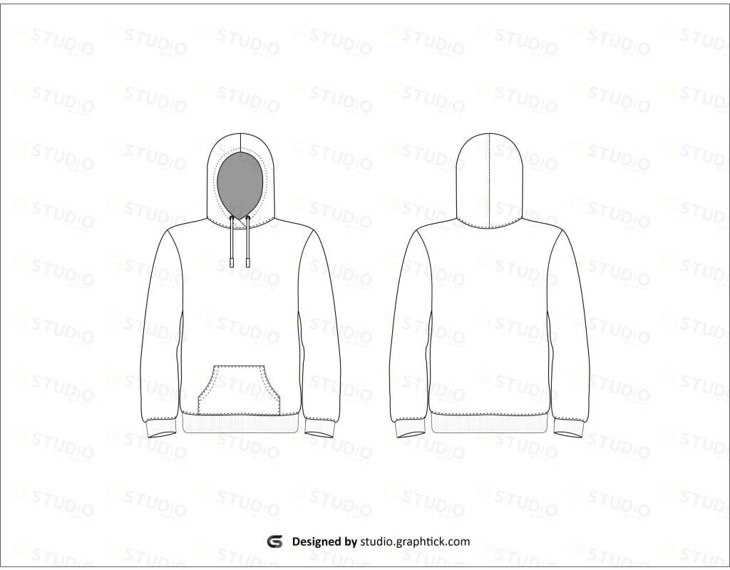 Mens Pullover Hoodie Flat Sketch