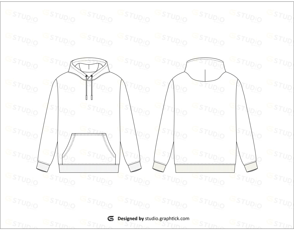 Mens Pullover Hoodie Flat Sketch