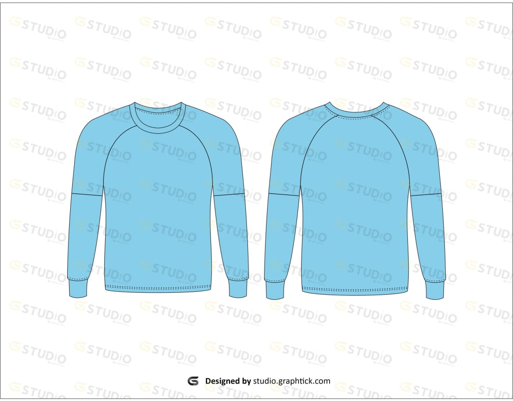 Mens Raglan Sleeve Sweat Shirt Flat Sketch