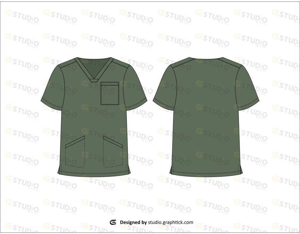 Mens Scrub Flat Sketch