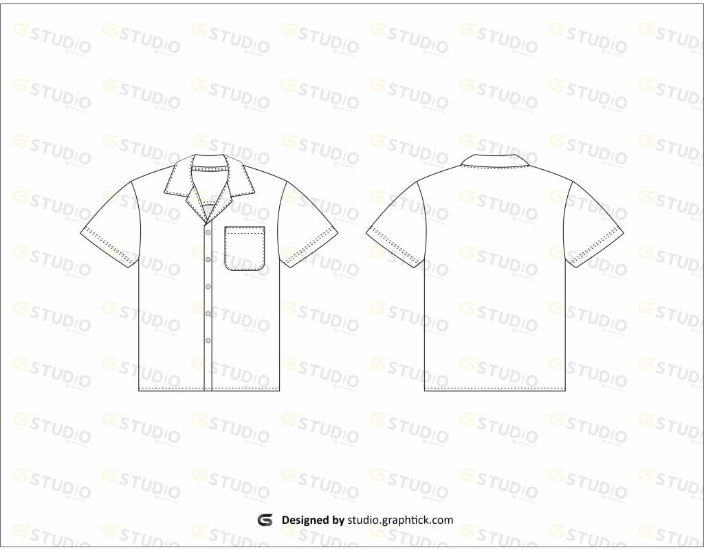 Mens Shirt Flat Sketch Button Down