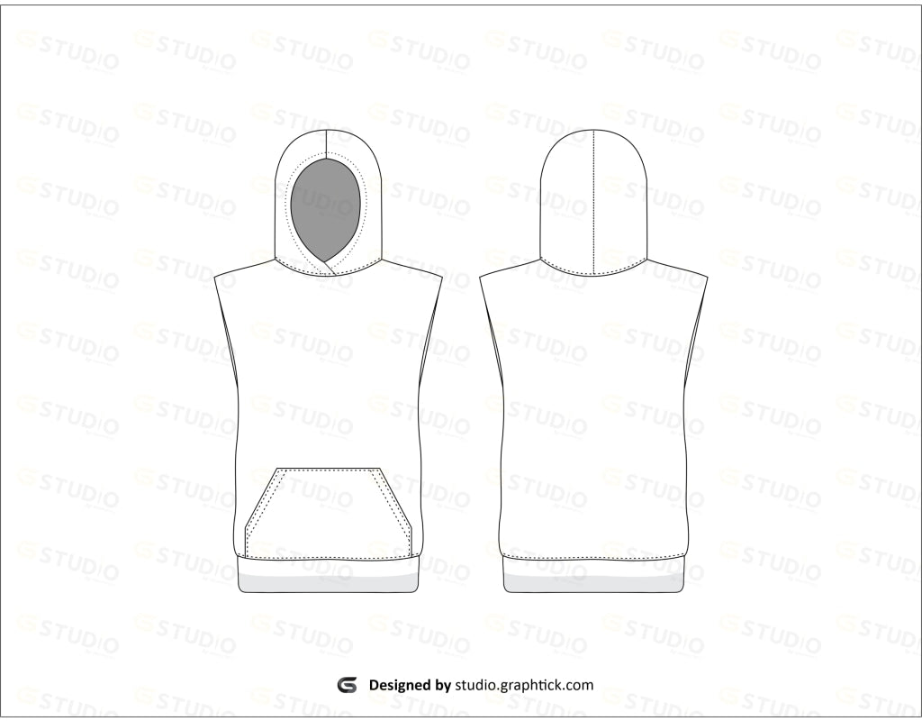 Mens Sleeveless Hoodie Flat Sketch
