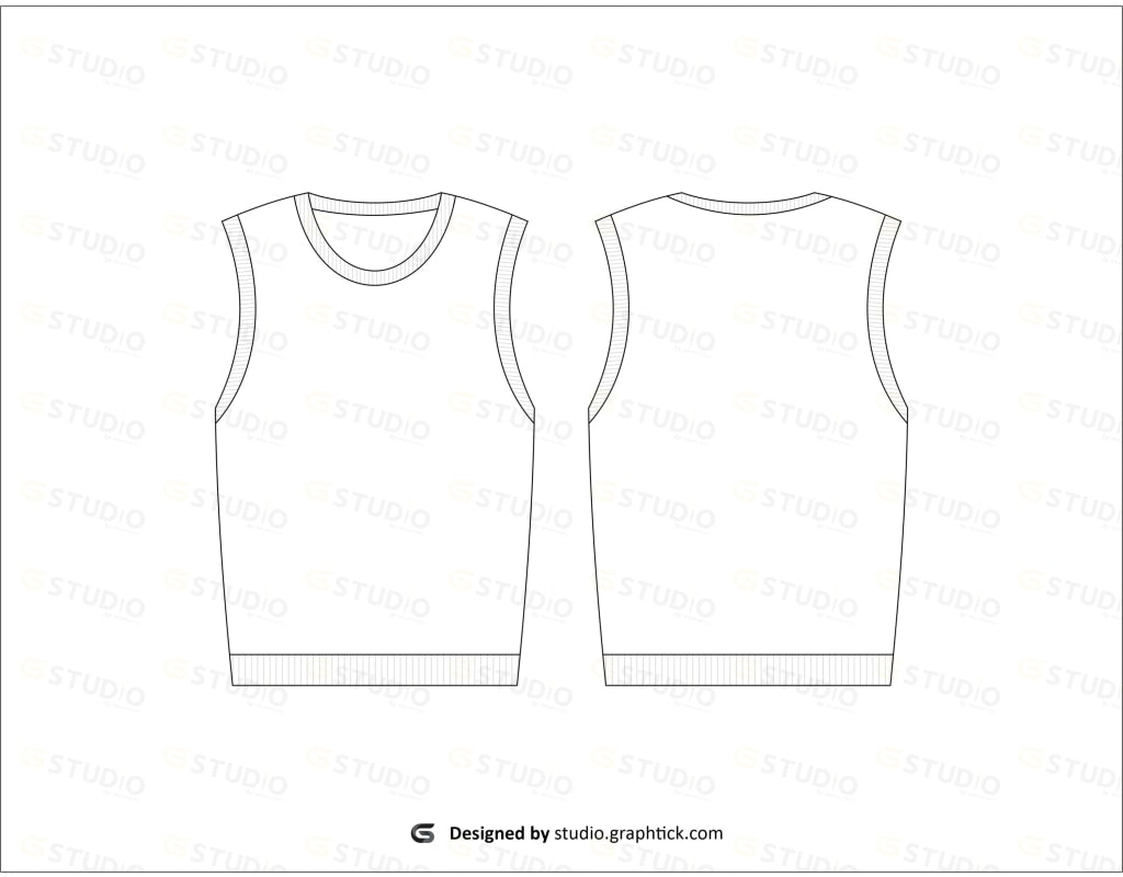 Mens Sleeveless Sweater Flat Sketch