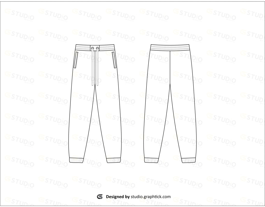 Mens Sweatpants Flat Sketch