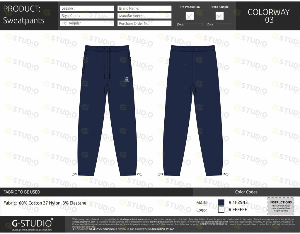 Mens Sweatpants Tech Pack Template