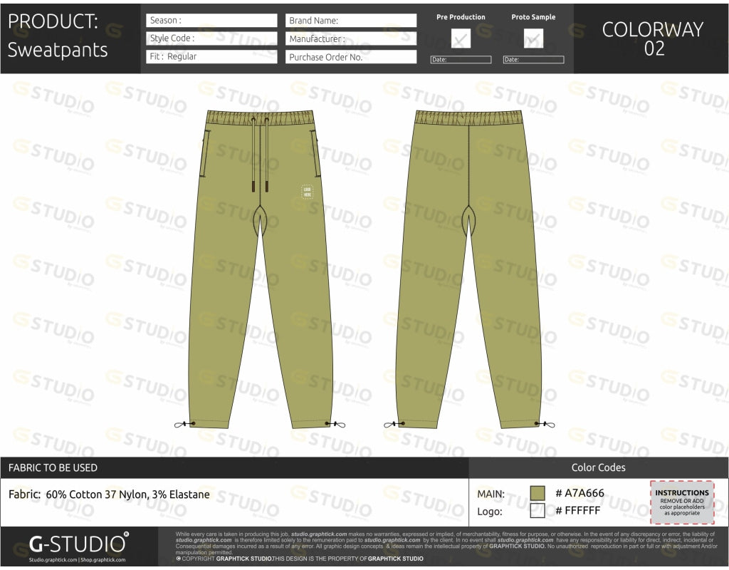 Mens Sweatpants Tech Pack Template