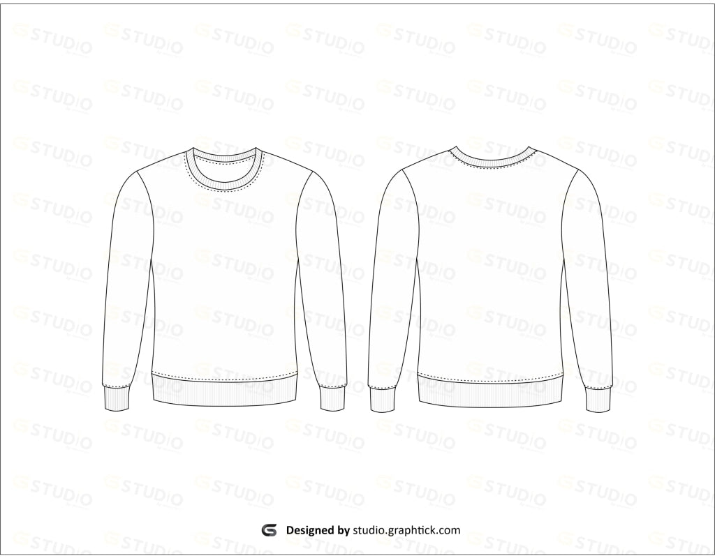 Mens Sweatshirt Flat Sketch