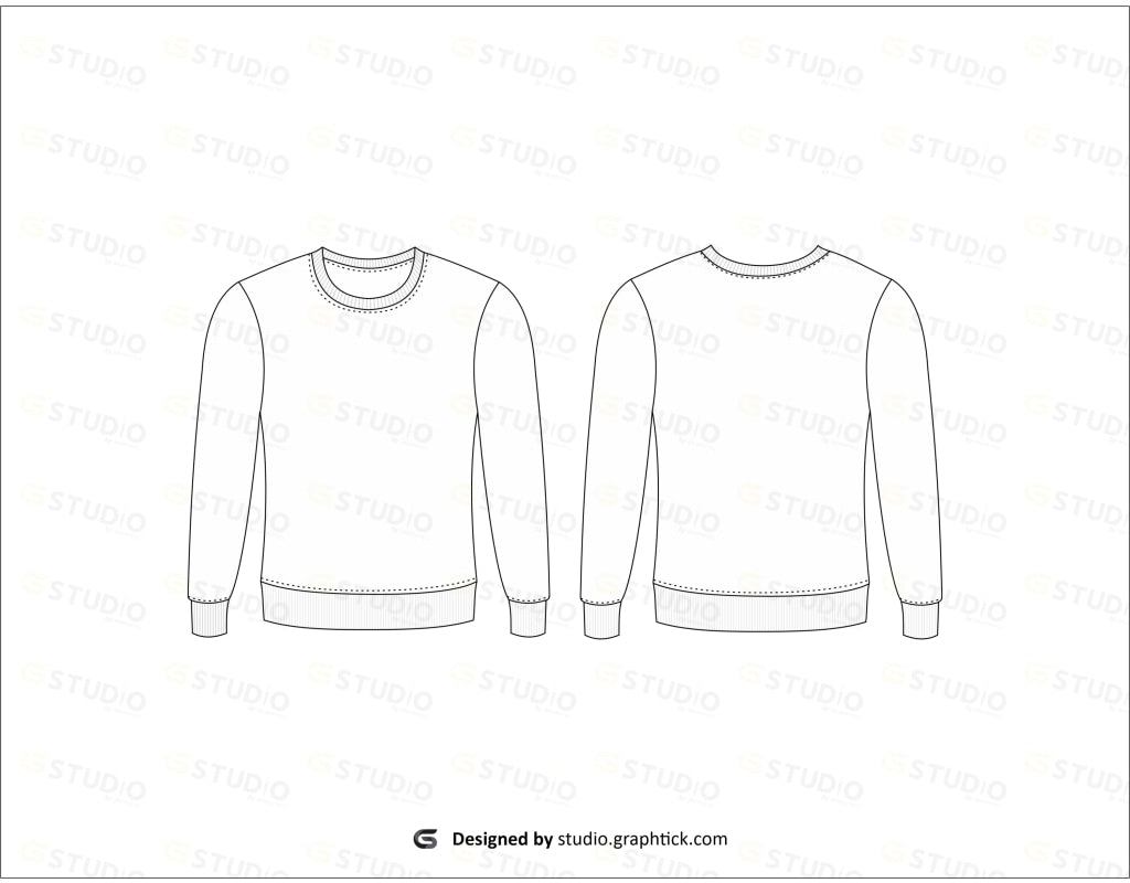 Mens Sweatshirt Flat Sketch Sweat Shirt