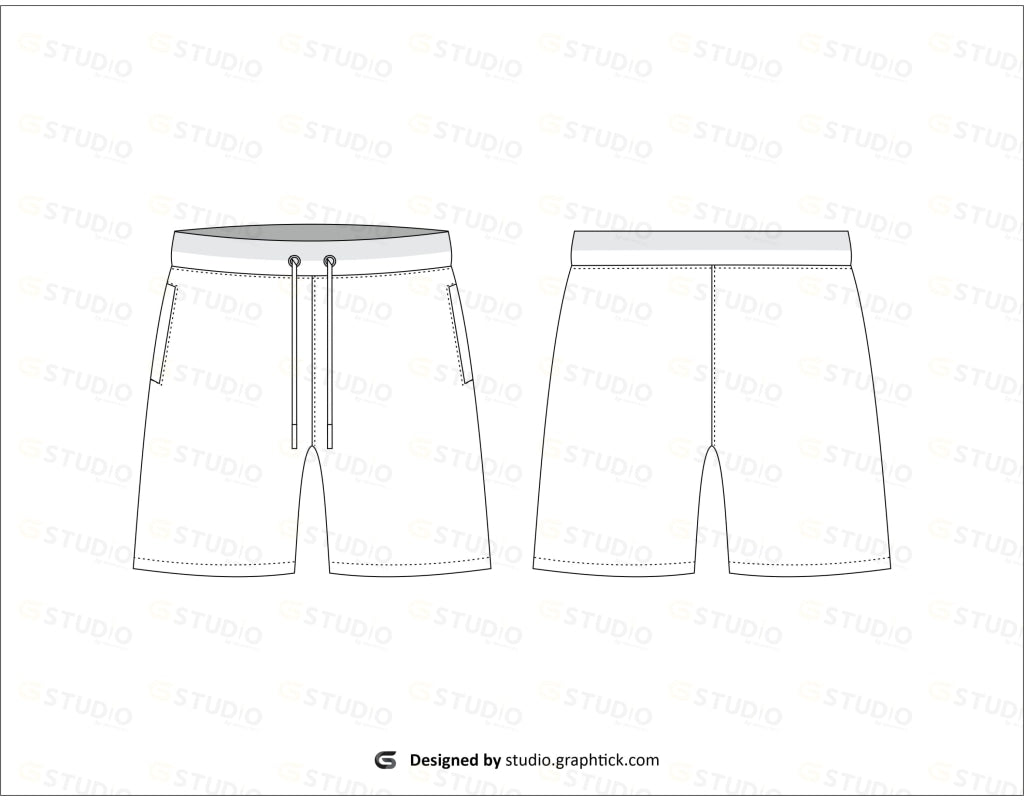 Mens Swim Shorts Flat Sketch Shorts