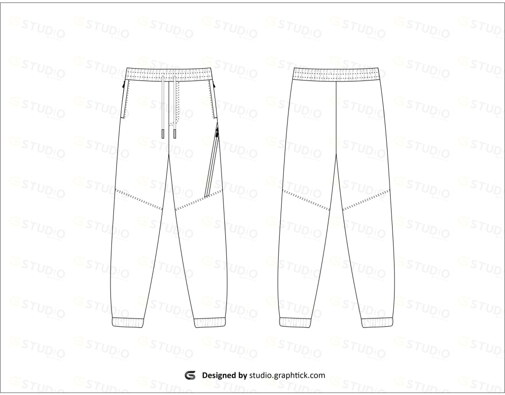 Mens Track Pants Flat Sketch Pant