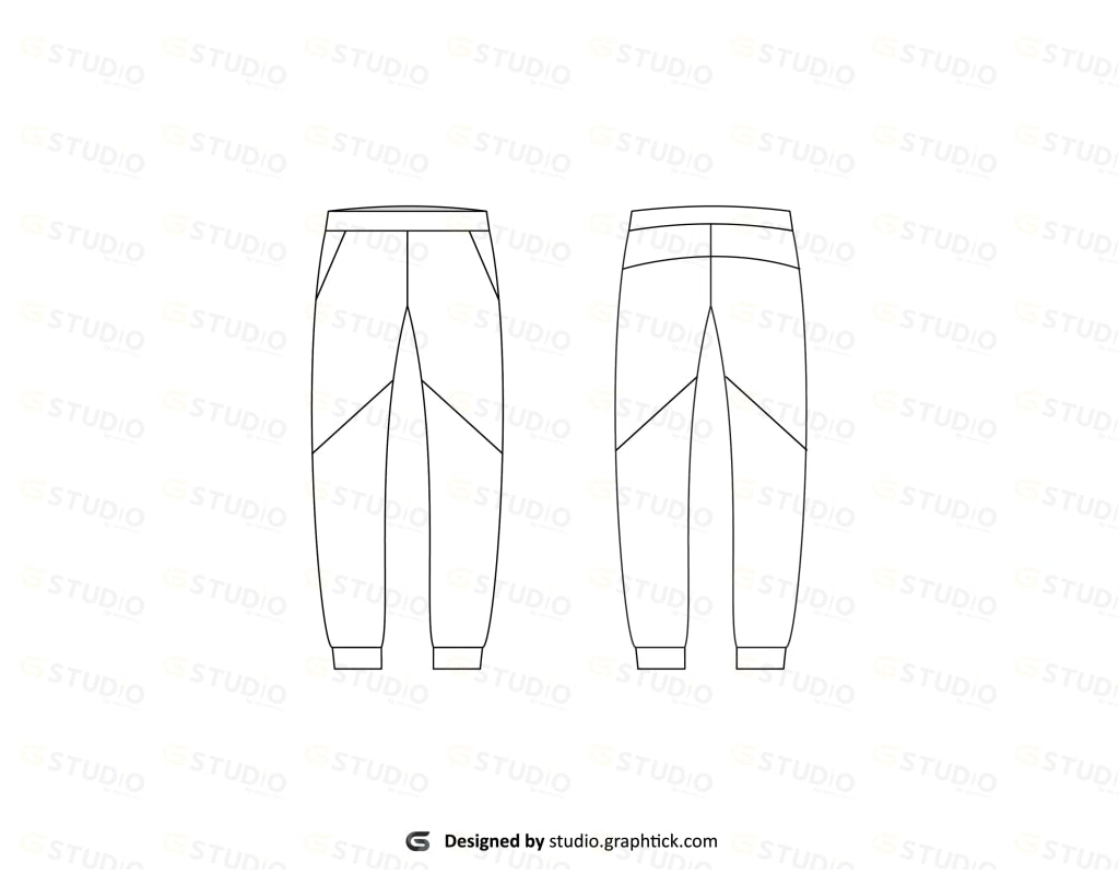 Mens Track Pants Flat Sketch Pant