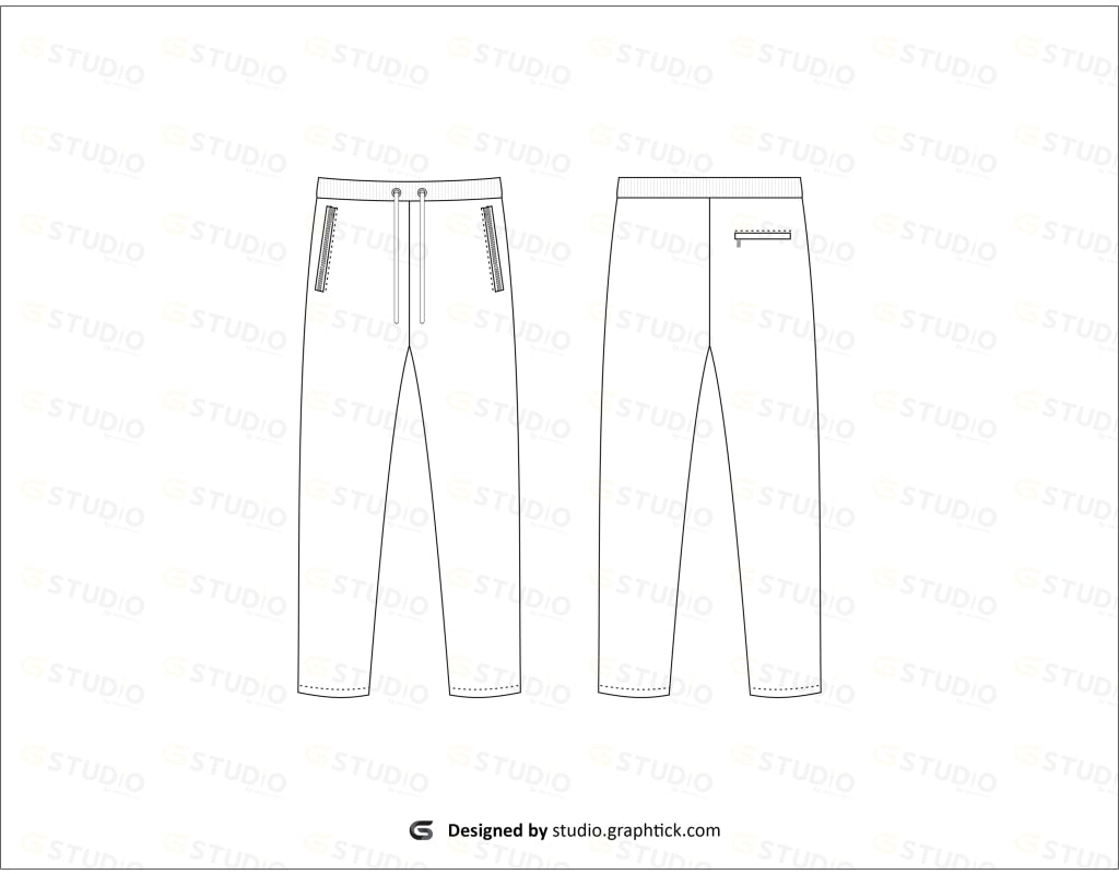 Mens Trackpants Flat Sketch Trackpant